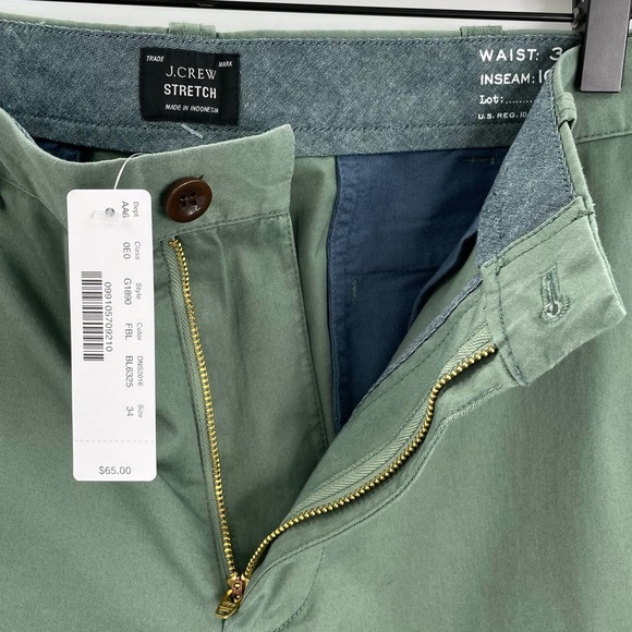 NEW J. Crew Men's 10.5" Stretch Chino Flat Front Shorts Sold Out Color Green 34" - Picture 5 of 10